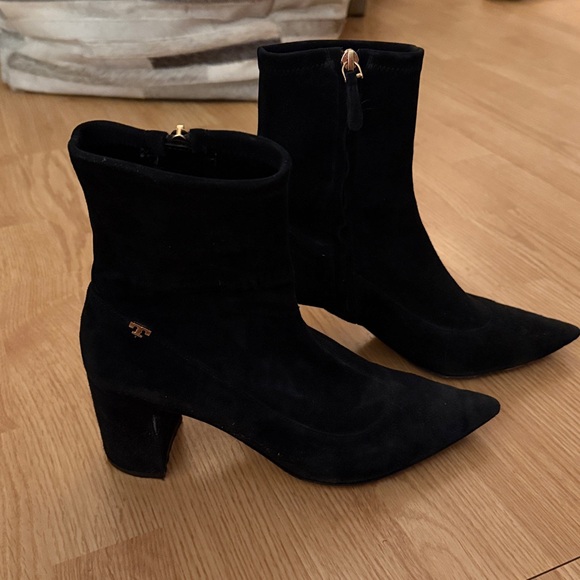 Black Tory Burch Suede Ankle Boots - Picture 1 of 5